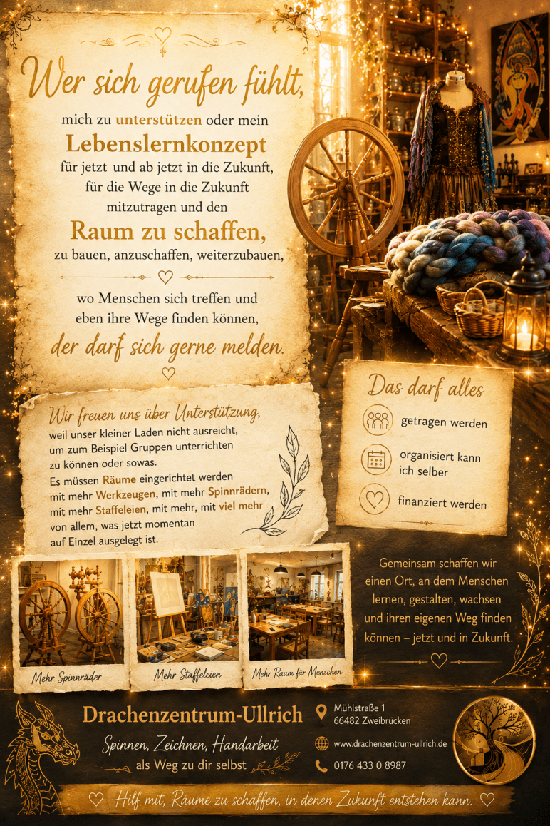 Spinnen, Zeichnen und Handarbeit als Weg zu sich selbst im Drachenzentrum Ullrich in Zweibrücken